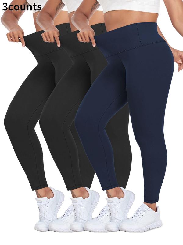 Plus Size Solid High Waist Leggings, Casual Comfy Breathable Skinny Pants for Daily Wear, Women's Bottoms for All Seasons, Leggings for Women
